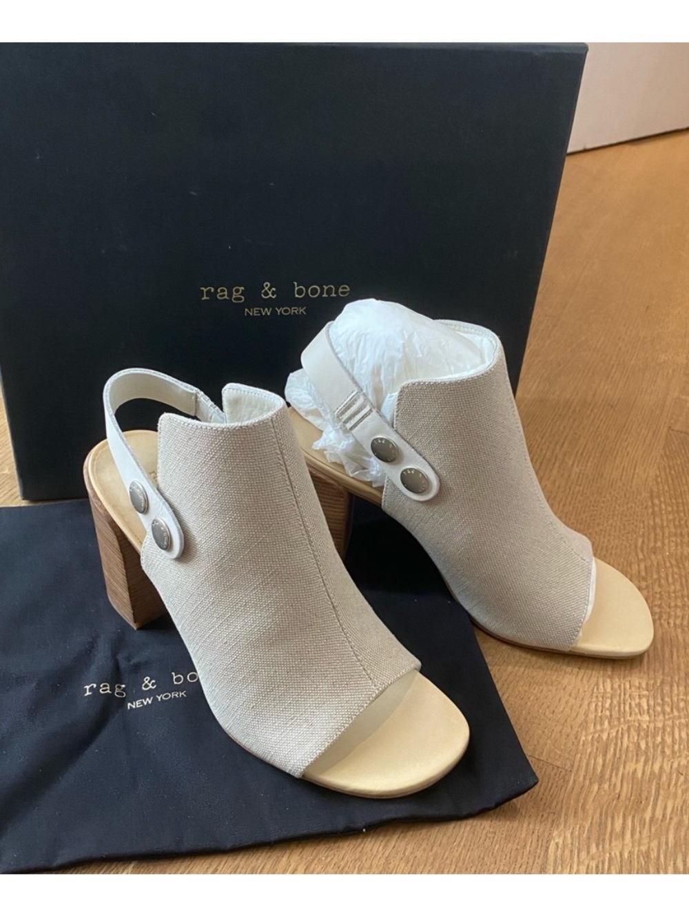 Rag & Bone Leigh Beige Canvas Heels in Natural